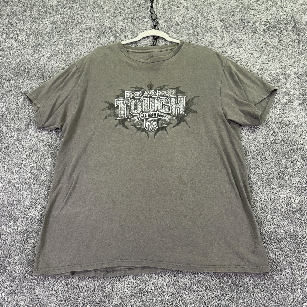 RAM Shirt Mens XL Gray Ram Tough Never Back Down Graphic Tee Automotive